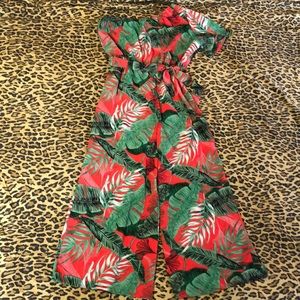 Palm leaf red Jumpsuit